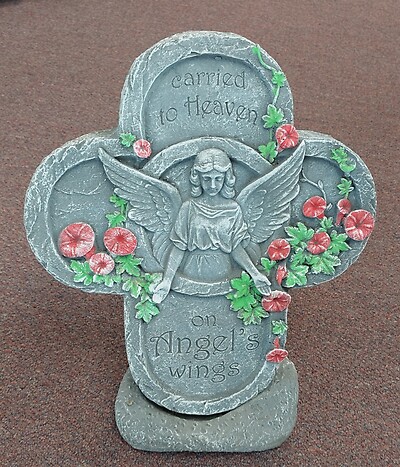 Weathered Cement Cross-Red