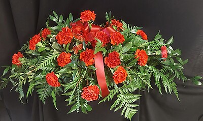 AF Mixed Greens and Carnation Casket Spray