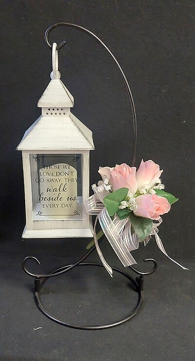 AF Small Whitewash Lantern, Those We Love Silk Display 6