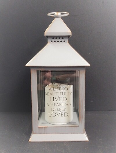 AF Small Gray and Bronze Wash Lantern, A Heart So Deeply Loved