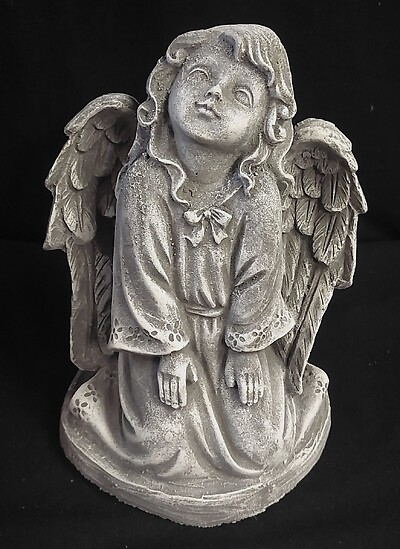 Weathered Cement Kneeling Angel 3
